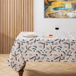 Tablecloth Abstract Leaves Nude - 8-10 Seater 150X280CM