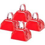 Metal Cow Bell Noise Maker - 3 Inch Pack Of 4 - Small Loud Metal Cowbell Noisemaker With Handle - Great For Football Games