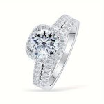 Fashion Two-piece Synthetic Crystal Engagement And Bridal Ring Set For Women Trendy Luxury Non-plated Alloy Wedding Bands Ideal