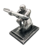 Silver Kneeling Knight In Armor Pen Holder -desktop Ornament For Stationery