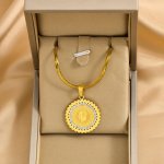 1PC Golden Stainless Steel Portrait Pendant Necklace Fashion Necklace For Party Wear