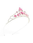 Kids Silver Heart Pink Gem Tiara Headband