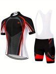 Men's Outdoor Cycling Suit Casual Quick Drying Short Sleeve Cycling Jersey + Cycling Bib Shorts With 20D Cushion Matching Set Fo