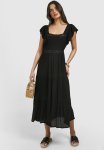 Cotton Ruffle Midaxi Dress - Black
