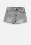 High-waisted Denim Shorts - Light Grey