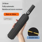 Unisex Automatic Umbrella With 24 Reinforced Ribs Foldable Portable Durable Anti-uv Sunscreen Umbrella For Sunny & Rainy Day