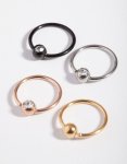 Mixed Metals Diamante Nose Ring 4-PACK