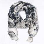 Numbers Peace Sign Print Scarf - White Free