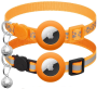 2PCS Yellow Breakaway Airtag Cat Collar Reflective Paw Print Collar W/ Bell