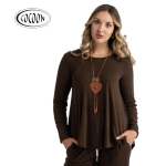 Melange Knit Swing Top - Chocolate L xl