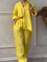 Solid Color Casual Pantsuits Single Breasted Long Sleeve Shirt & Elastic Waist Pants Outfits Women's Clothing