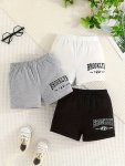 3PCS Baby Boy's "brooklyn" Print Casual Shorts Comfy Elastic Waist Bottoms Baby Boy's Clothing