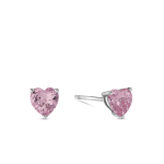 Sterling Silver Pink Cubic Zirconia Heart Stud Earrings