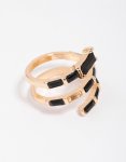 Goldair Gold & Black Baguette Wrapped Twisted Ring - M l