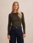 Alaia Knit Rib Top - XL Deep Olive