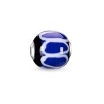 Women Men-Bead Karma Beads 925 Sterling Silver Glass Black White Blue