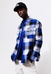 Loose Fit Twill Overshirt - Blue Checked