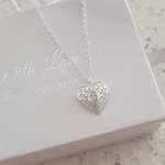 Lola 925 Sterling Silver Cz Heart Necklace 11X11MM On 45CM Chain