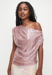 Sequin Fitted Asym Tee - Mauve