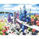 Adult Painting By Numbers - Fenceside Flowers