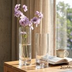 Tall Slim Glass Cylinder Vase For Table Decor