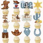 36PCS My First Rodeo Cupcake Toppers: My First Rodeo Decorations Boy Cowboy Western Cake Decorations First Rodeo Birthday Decora
