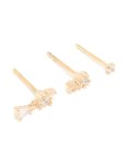 Goldair Gold Plated Surgical Steel Cubic Zirconia Drop Stacker Earrings 3-PACK