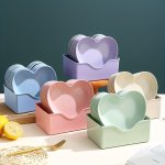 5PCS Heart-shaped Plastic Chip & Dip Serving Set - Multifunctional Snack Dessert Fruit Dish Plates With Convenient Storage Conta