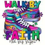 Walk By Faith" Vinyl Sticker - Durable Fade-resistant Iron-on Design For T-shirts Backpacks And Baseball Caps - Inspirational Mo