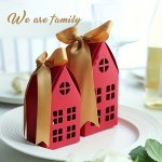 10PCS Christmas House Shape Candy Box Kraft Paper Wedding Favor Boxes Gift Bags Diy Cookie Packaging Boxes Birthday Party Decora