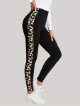 Leopard Print Skinny Leggings Casual High Waist Every Day Stretchy Leggings Women's Clothing