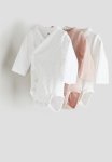 3-PACK Long-sleeved Bodysuits - Pink & White