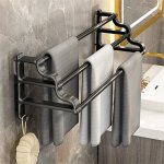 1PC Stylish And Durable Wall Mounted Towel Rack With Three Rods Punch-free Bathroom Towel Storage Rack Easy To Install And Maint