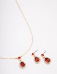 Goldair Gold Round & Pearl Halo Jewellery Set