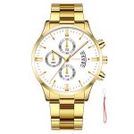 Men's Business Quartz Chronograph Watch With Steel Band And Date Display
