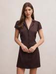 Blair Satin Collared MINI Dress - 18 Chocolate Bean