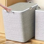 Large Capacity Storage Bin With Handles - Non-woven Fabric Organizer For Clothes & Blankets Fashionable Wardrobe Solution