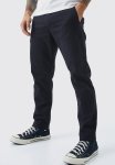 Fixed Waist Slim Cropped Chino - Black