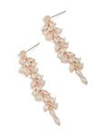 Rose Gold Plated Cubic Zirconia Dainty Vine Drop Earrings