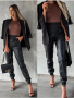 Vegan Leather JOGGERS - Black - Large