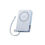 UGreen 10000MAH Magnetic Wireless Power Bank With Built-in Cable 30W Blue