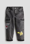 Motif-detail Cargo Trousers - Black Pok Mon
