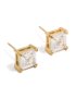 Mens Waterproof Gold Plated Stainless Steel Large Square Cubic Zirconia Stud Earrings