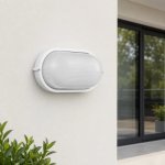 Ellies Illume Series - Large Ac Oval Bulkhead - E27 Base White Black - White