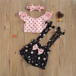 Pink And Black Polka Floral Set With Matching Headband