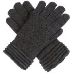 Byos Womens Winter Fashion Ultra Warm Plush Fleece Lined Knit Gloves W decorated Cuff Design More Styles Charcoal Gray Diamond