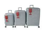 Smte Unbreakable Travel Luggage 3 Piece Suitcases Spinner Silver With Keychain