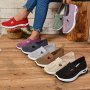 Women's Casual Fashion Sneakers - Solid Color Fabric Upper Low Top Slip-On Walking Shoes With PVC Sole Comfort All-Season Breathable Plain Toe Design