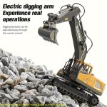 1PC 2.4GHZ Remote Control Excavator Toy Metal Shovel 11 Channel Rc Construction Bulldozer Vehicles Digger Toys Gift With Light A