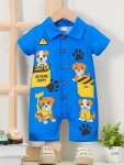 Baby Boys Cute Puppy Print Short Sleeve Romper Adorable Dog Pattern Comfortable Fit